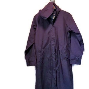 LLBean Women's Size S Reg Purple Hooded Long Rain Coat Jacket